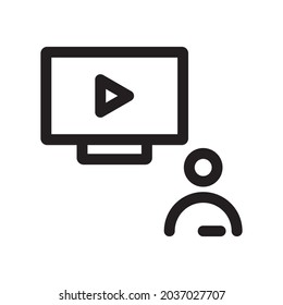 Webinar-Symbol oder Logo, Vektorgrafik von isolierten Zeichen Symbol, Vektorgrafik mit hochwertiger schwarzer Umrisslinie.