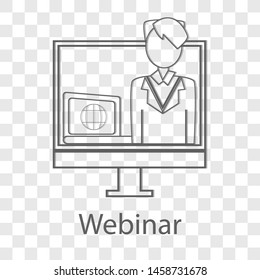 Webinar icon on transparency background. Flat style vector illustration.