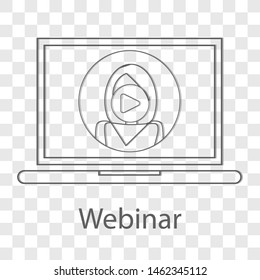 Webinar icon on transparency background. Modern flat design vector illustration. Symbol for your web site design.