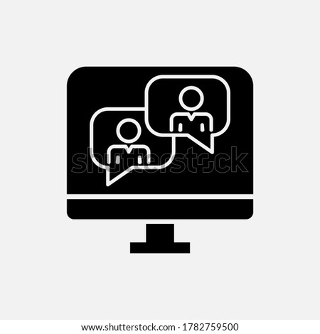 Webinar icon. Online lecture, study symbol. Video chat icon for e-learning concept.