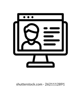 Webinar Icon for Online Seminar and Learning Events – Educational session vector, internet class illustration, digital training. Line Icon
