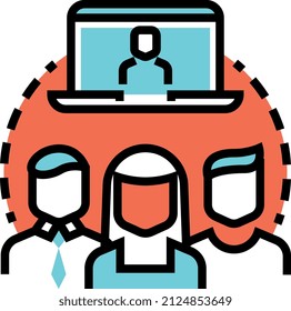 Webinar icon. Online training. Educational resource in laptop