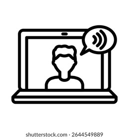 Signo de conjunto de esquema de icono de seminario web