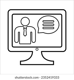 Webinar Icon In Outline Style