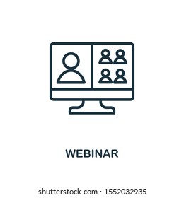 Webinar icon outline style. Thin line creative Webinar icon for logo, graphic design and more.