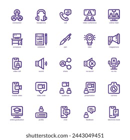 Webinar icon pack for your website, mobile, presentation, and logo design. Webinar icon basic line gradient design. Vector graphics illustration and editable stroke.