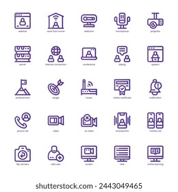 Webinar icon pack for your website, mobile, presentation, and logo design. Webinar icon basic line gradient design. Vector graphics illustration and editable stroke.