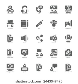 Webinar icon pack for your website, mobile, presentation, and logo design. Webinar icon glyph design. Vector graphics illustration and editable stroke.