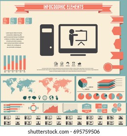 Webinar icon set and infographics element. Vector.