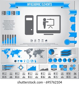 Webinar icon set and infographics element. Vector.