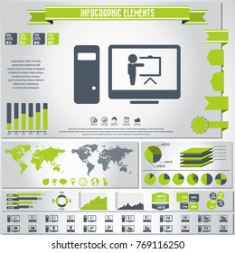 Webinar icon set and infographics element. Vector.