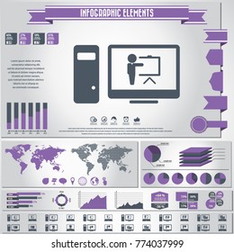 Webinar icon set and infographics element. Vector. 