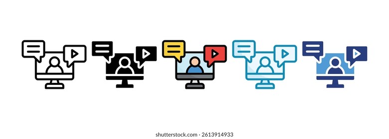 Webinar Icon Set Multiple Style Collection