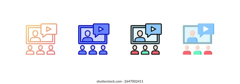 Ícone de Webinar definir coleção de vários estilos