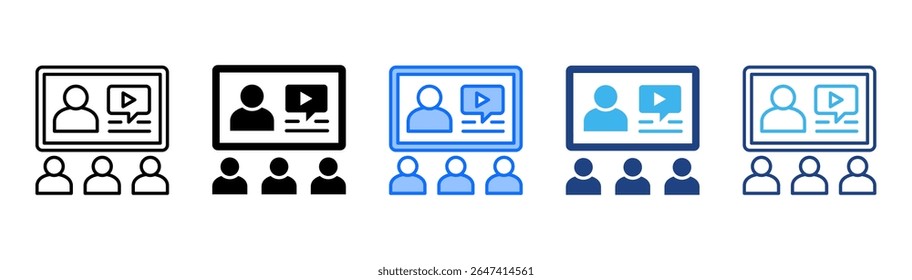 Webinar icon set multiple style collection