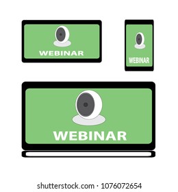 Webinar icon set for online communication and business presentation