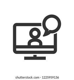 Webinar icon in thick outline style. Black and white monochrome vector illustration.