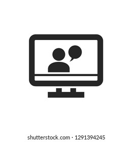 Webinar icon in thick outline style. Black and white monochrome vector illustration.