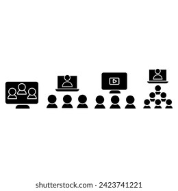 Webinar icon vector set. Online conference illustration sign collection. Online training symbol or logo.