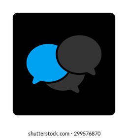 Webinar icon. Vector style is bicolor flat symbol, gray and light blue colors, black rounded square button, white background.