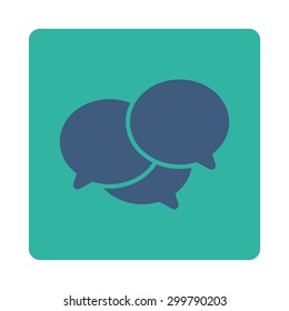 Webinar icon. Vector style is cobalt and cyan colors, flat rounded square button on a white background.