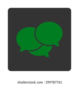 Webinar icon. Vector style is green and gray colors, flat rounded square button on a white background.