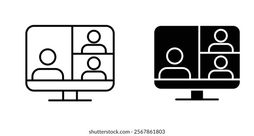 Webinar icons collection in Filled flat and thin line style.