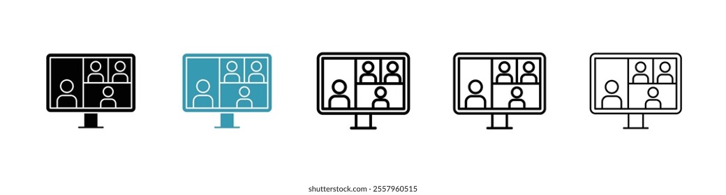 Webinar icons pack in black and blue.