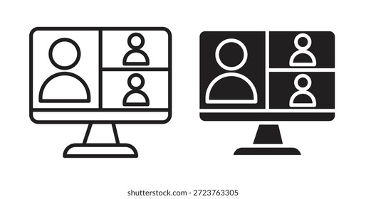 Iconos de seminario web con estilo de trazo plano y delgado simple