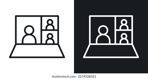 Webinar icons in thin black and white stroke liner style