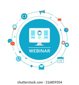 Webinar Illustration. Online Education And Training. Distance Learning.