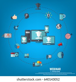 Webinar Illustration. Online education and training. Distance learning