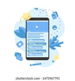 Webinar, internet conference, web based seminar, online education, e-learning flat design concept	