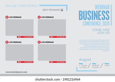 Webinar Invitation Business Conference Templates Design, grey color background with flat style