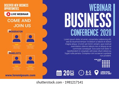 Webinar Invitation Business Conference Templates Design, orange and blue color background