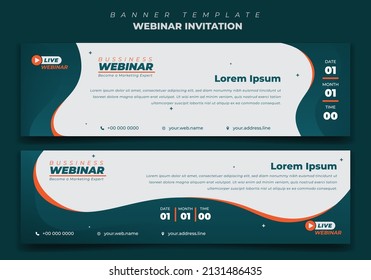 Webinar-Einladung-Design mit schwindelgrünem und orangefarbenem Hintergrund