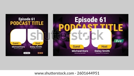 Webinar invitation social media post template collection, creative digital business podcast social media post template