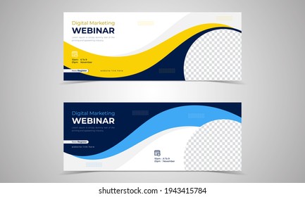 webinar invites style web Banner templates. Header Banner Live Business webinar promotion and Online Education other online Event seminars poster,  trendy color. design set.