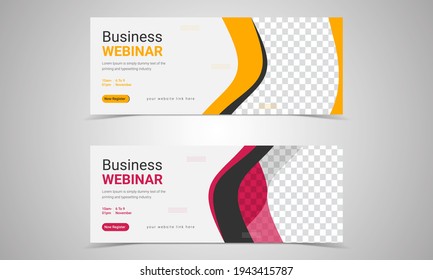 webinar invites style web Banner templates. Header Banner Live Business webinar promotion and Online Education other online Event seminars poster,  trendy color. design set.