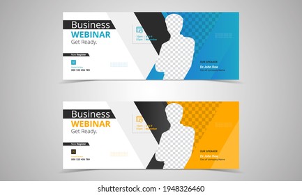webinar invites style web Banner templates. Header Banner Live Business webinar promotion and Online Education other online Event seminars poster,  trendy color. design set.