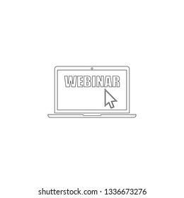 Webinar laptop. simple flat vector icon illustration. outline line symbol - editable stroke