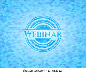 Webinar light blue emblem with mosaic background