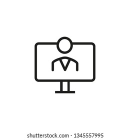 Webinar line icon. Online learning, distance studying, online news. E-learning concept. Vector illustration can be used for topics like education, technology, computers