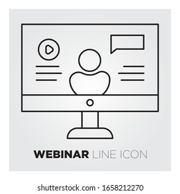 Icono de línea de seminario web, símbolo de vector de contorno.