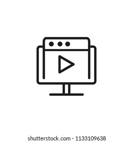 Webinar line icon. Video content, tutorial, movie. Online education concept. Can be used for topics like distance courses, class, elearning.