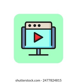 Webinar line icon. Video content, tutorial, movie. Online education concept. Can be used for topics like distance courses, class, elearning.