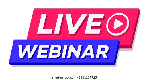 Webinar live banner isolated on white background