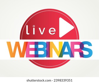 Webinar, botón de Webinar en vivo. Icono de Reproducción de vídeo. Transmisión en vivo, . Transmisión de video en vivo. estrategia comercial. Ilustración del vector