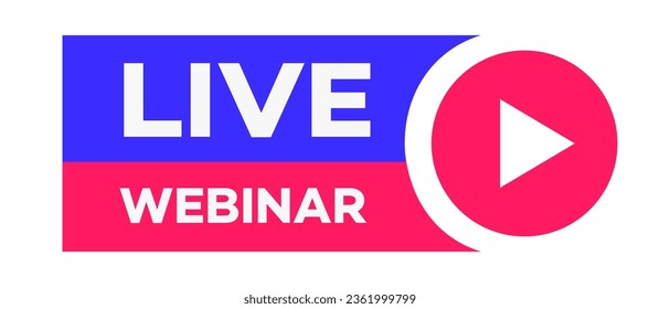 Webinar live emblem flat style isolated