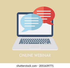 Webinar, live training and lecture, video online course Icons. Vector flat conference
